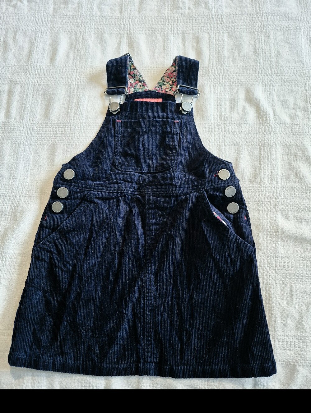 Joules girls size 3 years navy blue corduroy overall dress VGUC